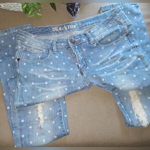 Machine Light Blue Polka Dot Skinny Jeans
